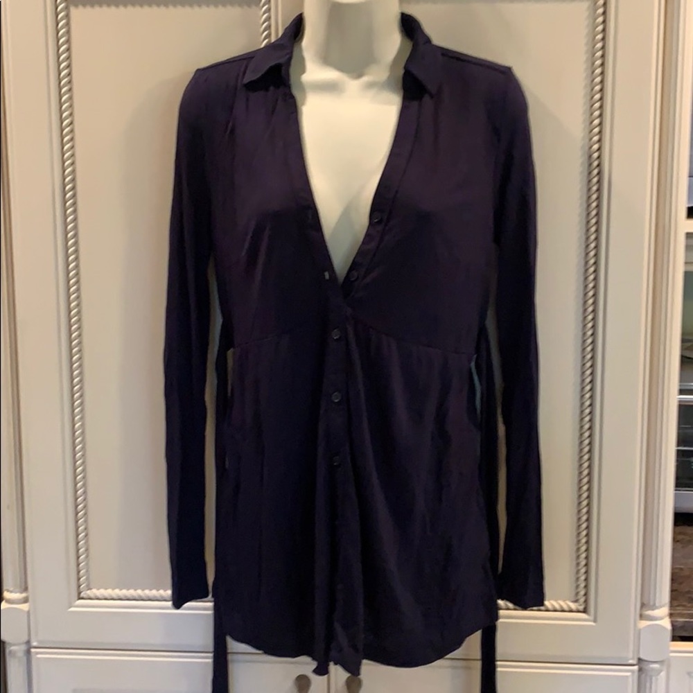 H&M Mama Maternity Top Navy Long Sleeve Small Ties